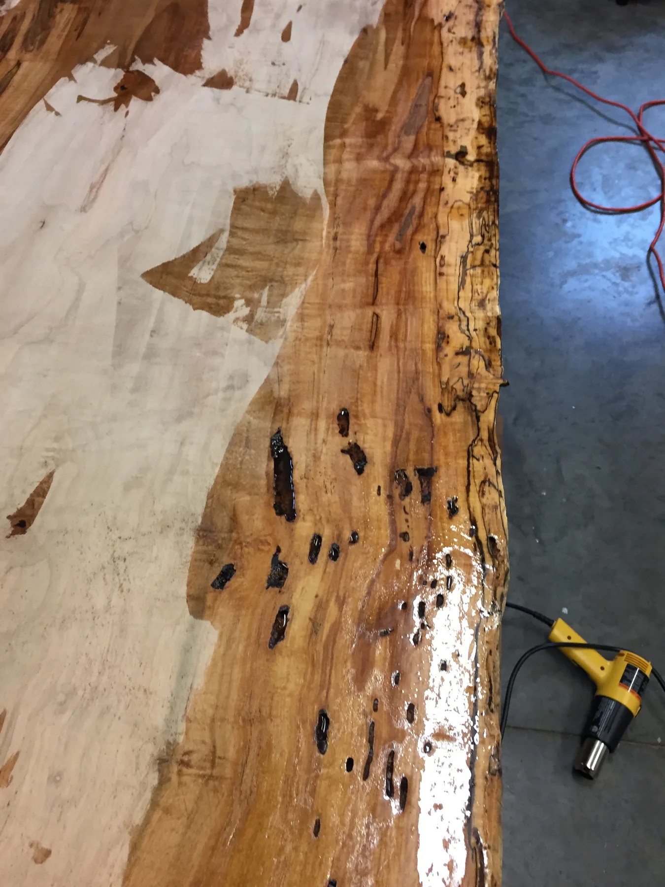 9 foot maple slab table behind the build photo 3