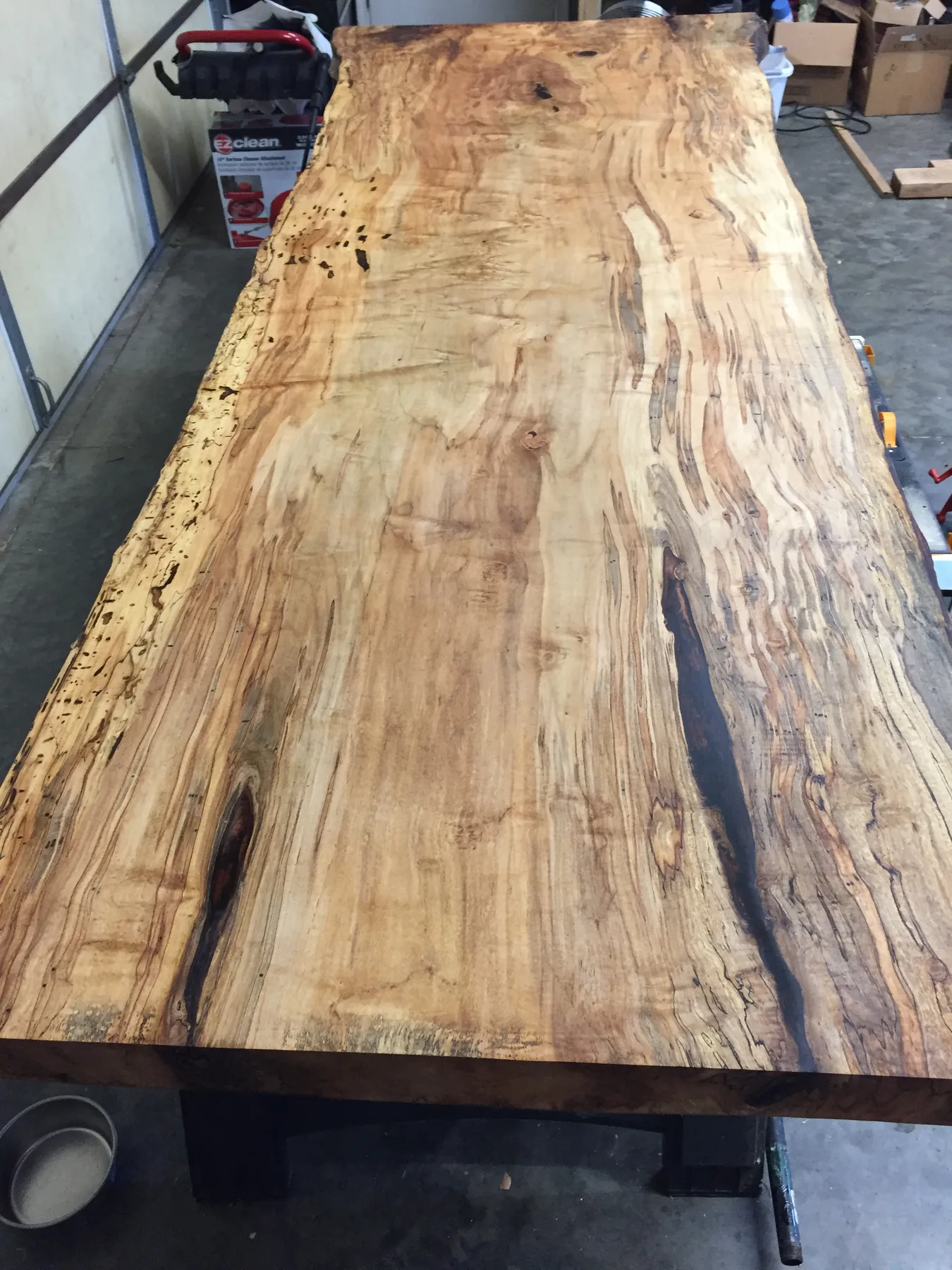 9 foot maple slab table behind the build photo 7