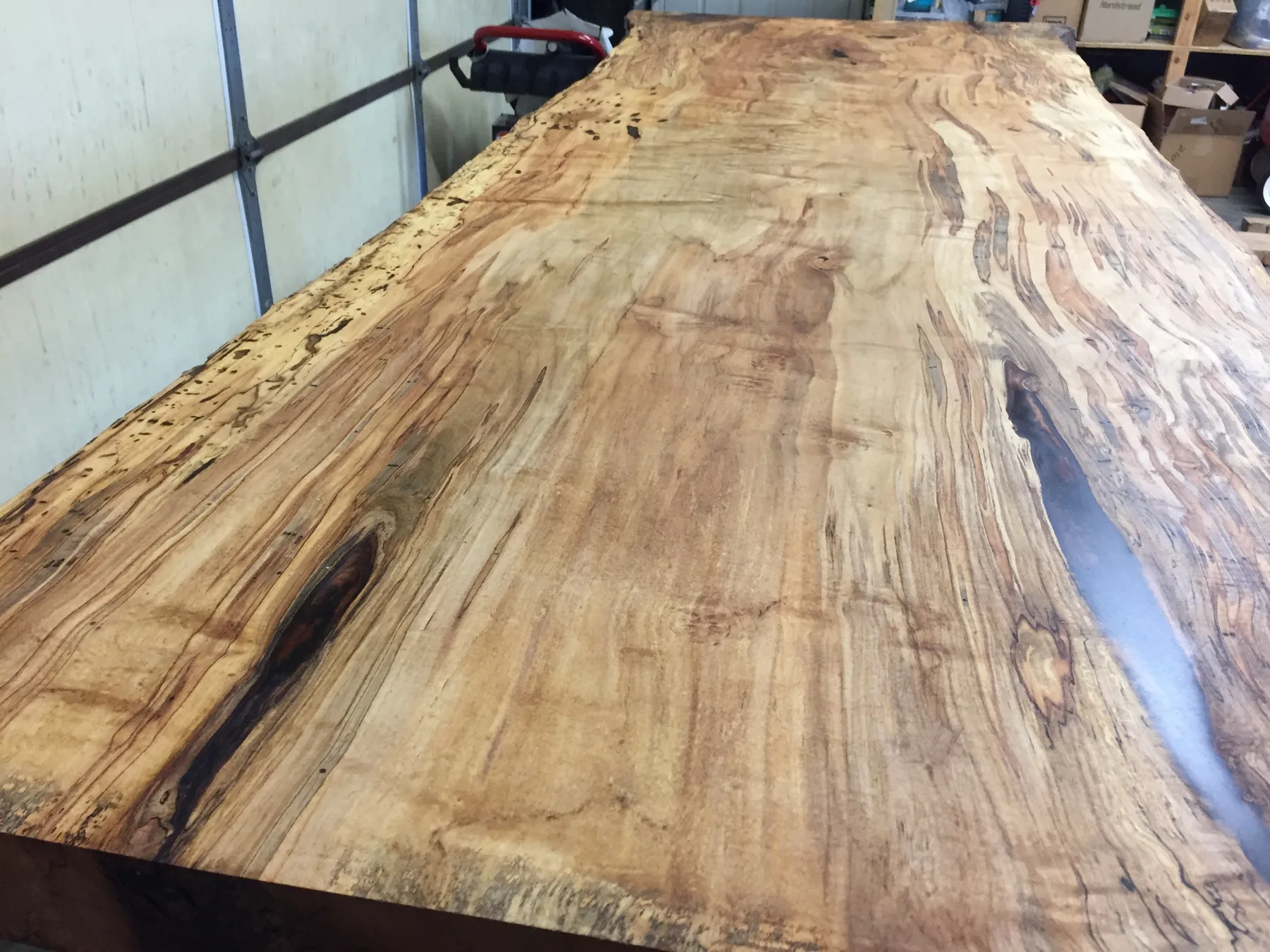 9 foot maple slab table behind the build photo 8
