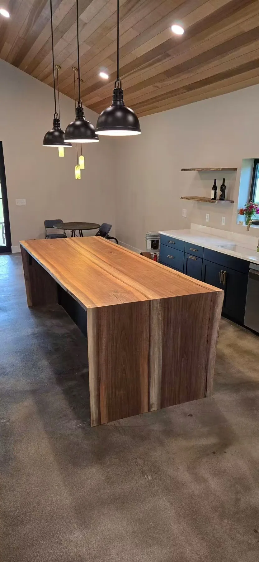Black Walnut Waterfall Kitchen Island photo 2