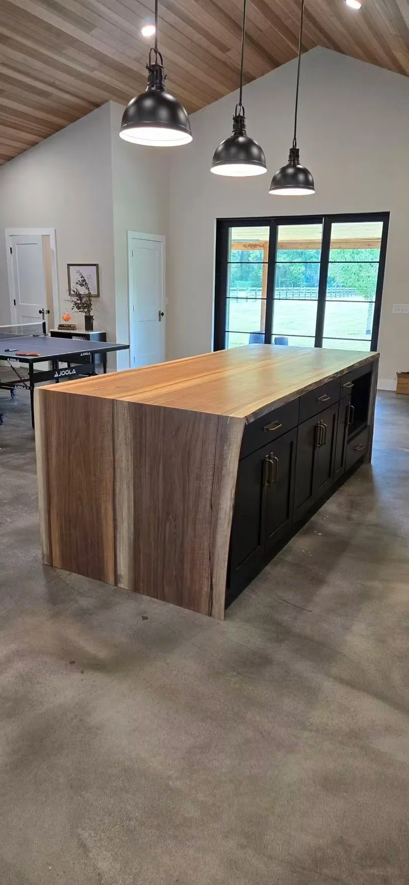 Black Walnut Waterfall Kitchen Island photo 3
