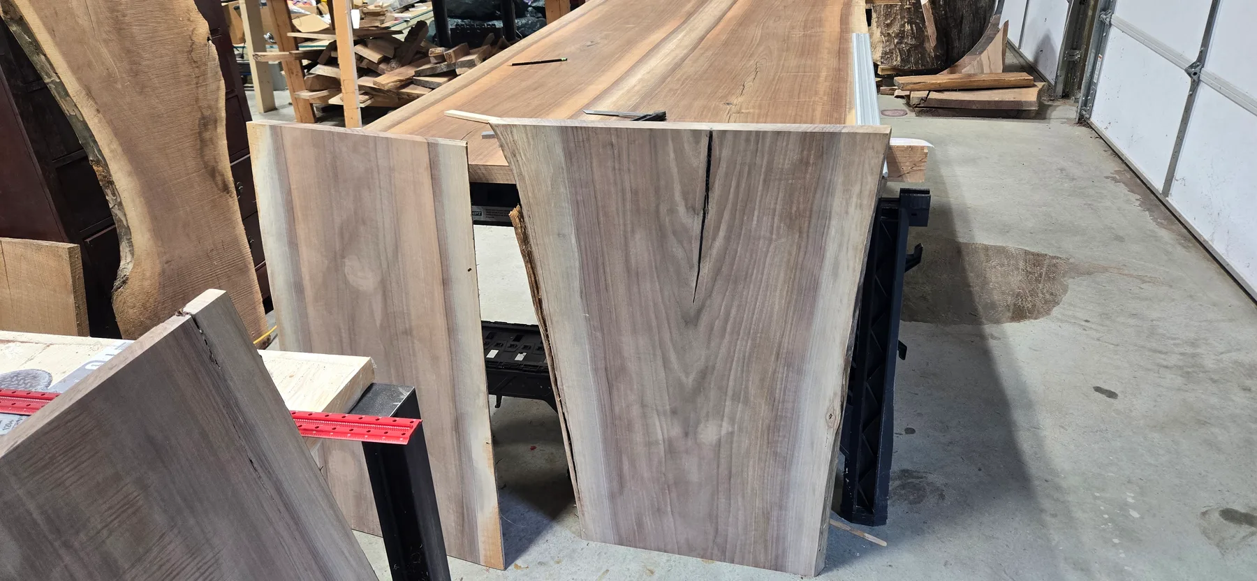 Black Walnut Waterfall Kitchen Island behind the build photo 3