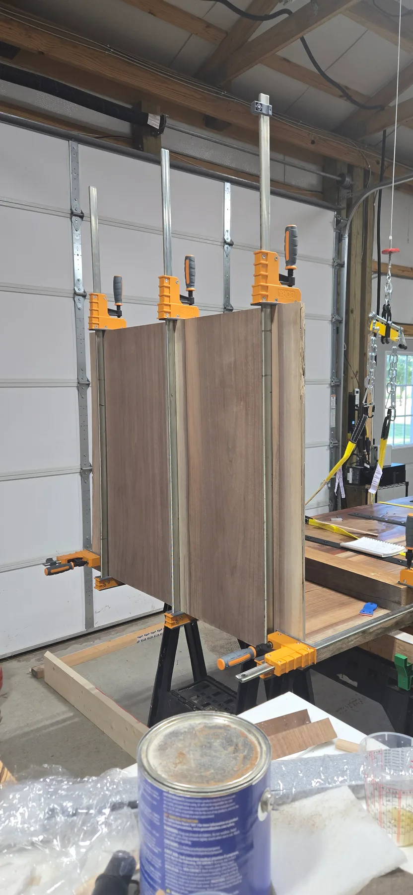 Black Walnut Waterfall Kitchen Island behind the build photo 6