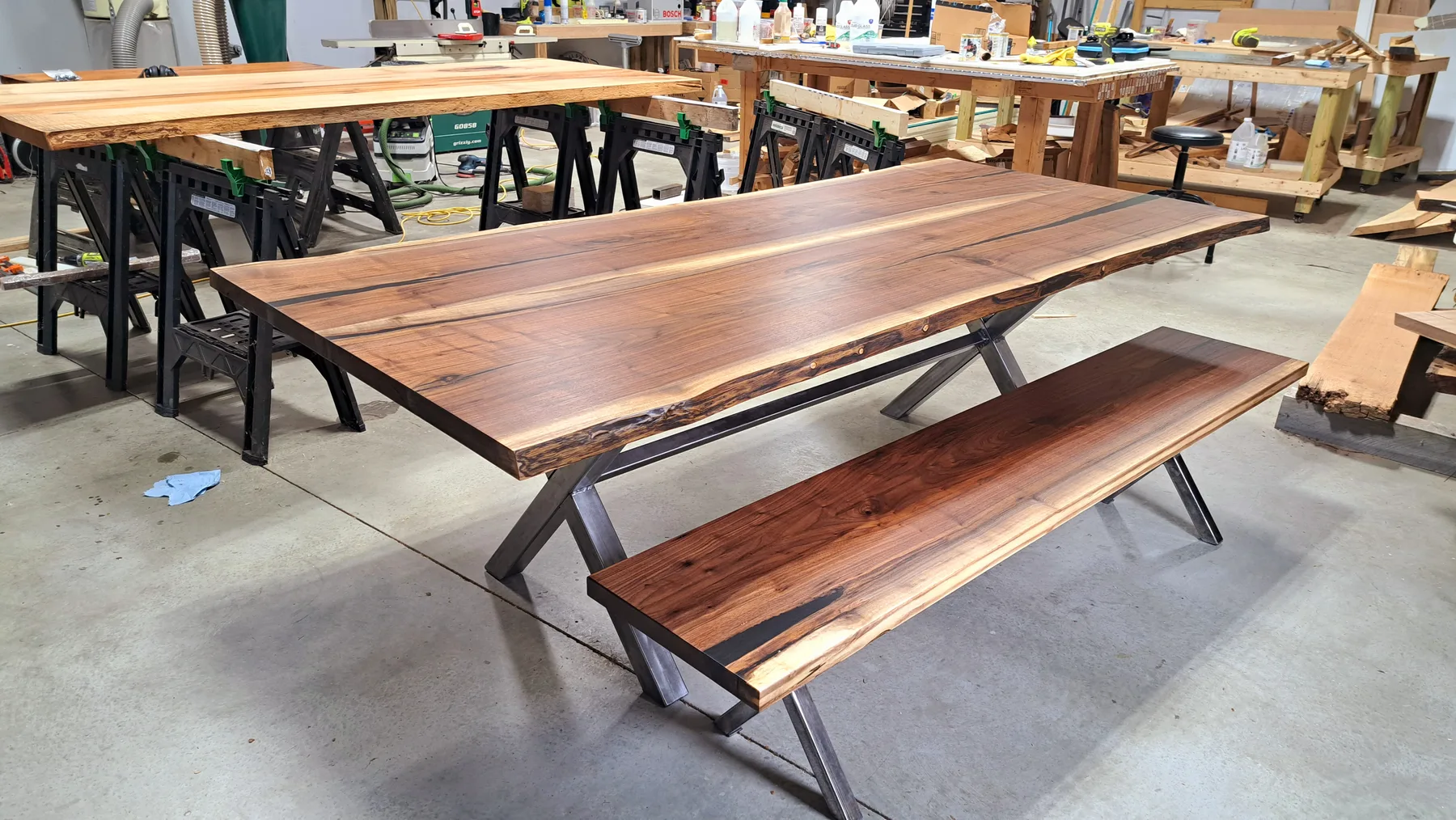 family walnut table from their tree behind the build photo 16