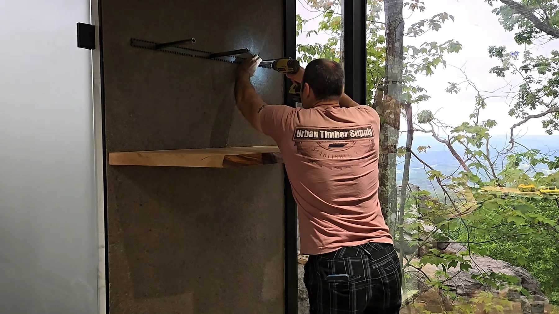 Live Edge Ambrosia Maple Shelves behind the build photo 1