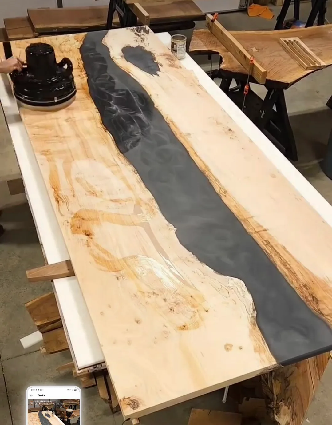 Resin River tables behind the build photo 8
