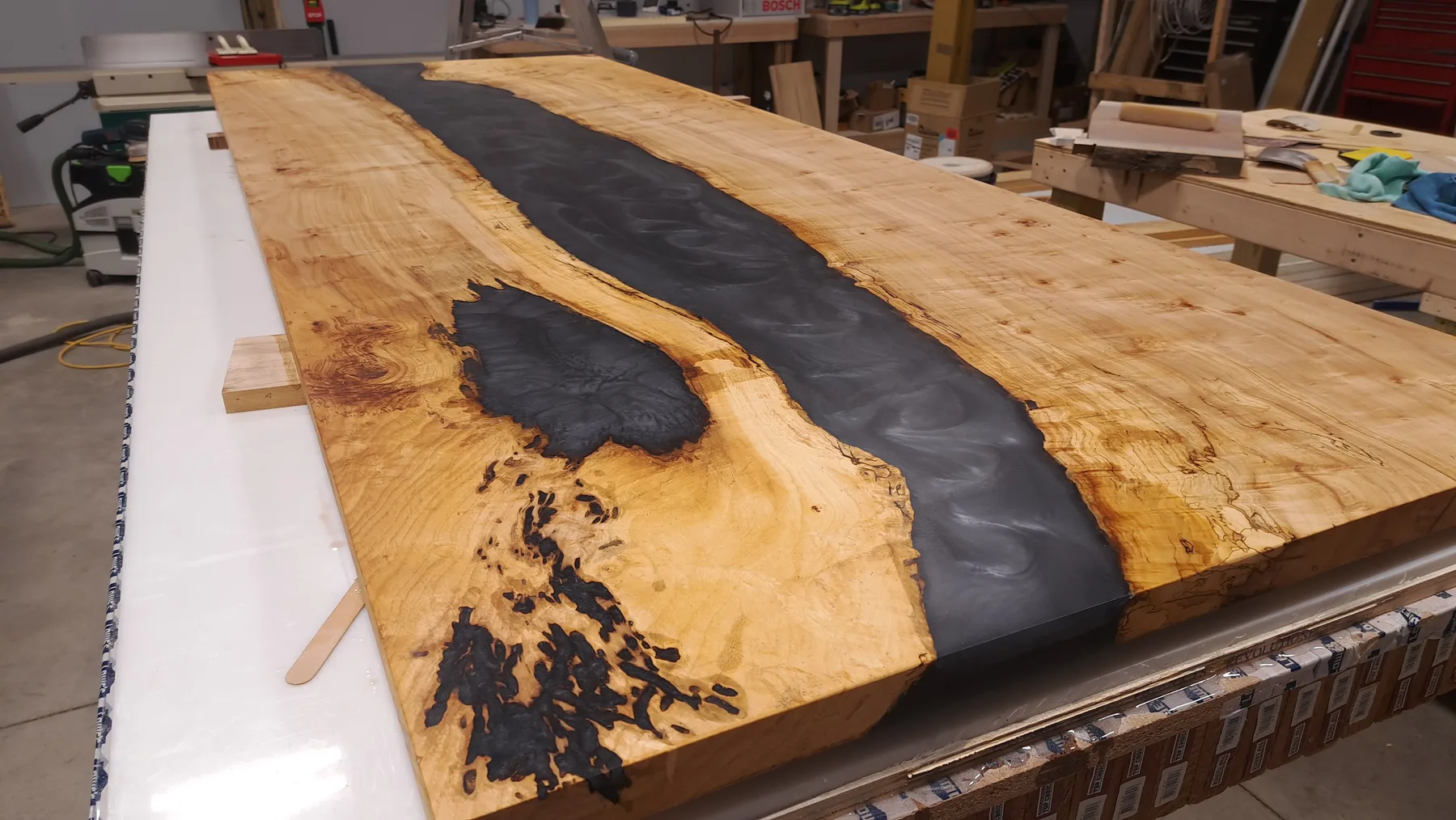 Resin River tables behind the build photo 17