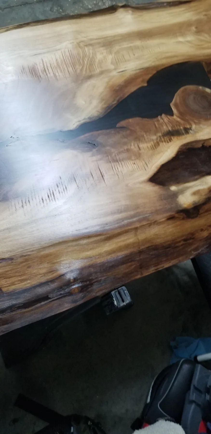 Black walnut swimming pool table behind the build photo 5